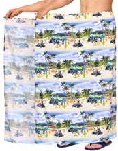 Load image into Gallery viewer, la-leela-Men&#39;s-Summer-Beach-Swimwear-Bathing-Towel-Sarong-One-Size-Blue_V925