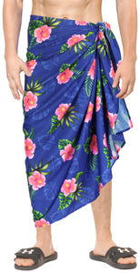 La Leela Men's Summer Beach Cover up Swimsuit Sarong One Size Royal Blue_V926