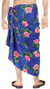La Leela Men's Summer Beach Cover up Swimsuit Sarong One Size Royal Blue_V926