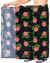 Load image into Gallery viewer, la-leela-Mens-Swimwear-Full-Pareo-Aloha-Beach-Sarong-Wrap-One-Size-Black_V927