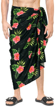 Load image into Gallery viewer, La Leela Mens Swimwear Full Pareo Aloha Beach Sarong Wrap One Size Black_V927