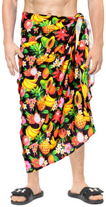 La Leela Men's Aloha Beach Summer Lungi Sarongs Pareo Wrap One Size Black_V930