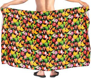 La Leela Men's Aloha Beach Summer Lungi Sarongs Pareo Wrap One Size Black_V930