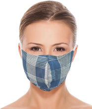 Load image into Gallery viewer, LA LEELA Plaid Print Unisex Face Mask Outdoor Anti-Haze Face Durable Breathable Lightweight Face-Dust Mouth Blue_V759 - 914048