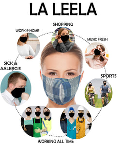 LA LEELA Plaid Print Unisex Face Mask Outdoor Anti-Haze Face Durable Breathable Lightweight Face-Dust Mouth Blue_V759 - 914048