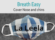 Load image into Gallery viewer, LA LEELA Plaid Print Unisex Face Mask Outdoor Anti-Haze Face Durable Breathable Lightweight Face-Dust Mouth Blue_V759 - 914048