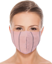 Load image into Gallery viewer, LA LEELA Stripe Print Unisex Washable Reusable Face &amp; Mouth Cover for Men and Women Breathable Cotton Fabric Pink_V895- 914057
