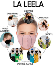 Load image into Gallery viewer, LA LEELA Stripe Print Unisex Washable Reusable Face &amp; Mouth Cover for Men and Women Breathable Cotton Fabric Pink_V895- 914057