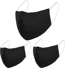 Load image into Gallery viewer, Pack of 3 AMERICAN SMALL BUSINESS LA LEELA Plain Unique Mouth Mask Face Cover Washable Reusable Adjustable Face Mask Black_V751