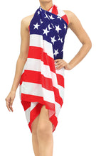 Load image into Gallery viewer, LA LEELA Women&#39;s Long Beach Wrap Beach Swimsuit Cover Up American Flag Sarong Wrap