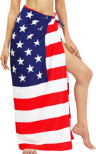 Load image into Gallery viewer, LA LEELA Women&#39;s Long Beach Wrap Beach Swimsuit Cover Up American Flag Sarong Wrap