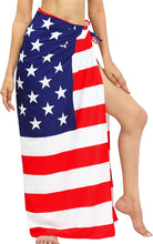 Load image into Gallery viewer, LA LEELA Women&#39;s Long Beach Wrap Beach Swimsuit Cover Up American Flag Sarong Wrap