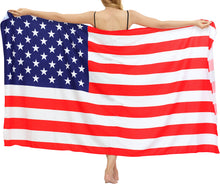Load image into Gallery viewer, LA LEELA Women&#39;s Long Beach Wrap Beach Swimsuit Cover Up American Flag Sarong Wrap