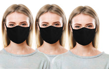 Load image into Gallery viewer, Pack of 3 AMERICAN SMALL BUSINESS LA LEELA Solid Rayon Cute Mouth Face Mouth Cover- Reusable Rayon Comfy Breathable Outdoor Fashion Face Protections Boys and Girls Black_V809
