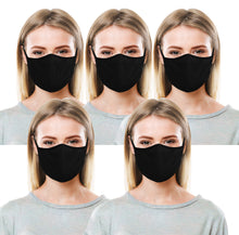 Load image into Gallery viewer, Pack of 5 AMERICAN SMALL BUSINESS LA LEELA Solid Unisex Face Reusable Washable Mask Breathable Lightweight Face Dust Mouth Black_V810