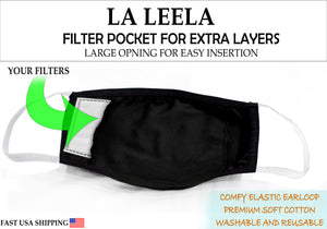 Pack of 2 AMERICAN SMALL BUSINESS LA LEELA Plain Unisex Washable Reusable Face & Mouth Cover for Men and Women Breathable Cotton Fabric Black_V826