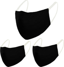 Load image into Gallery viewer, Pack of 3 AMERICAN SMALL BUSINESS LA LEELA Plain Cotton Cute Mouth Face Mouth Cover- Reusable Cotton Comfy Breathable Outdoor Fashion Face Protections Man and Woman Black_V827