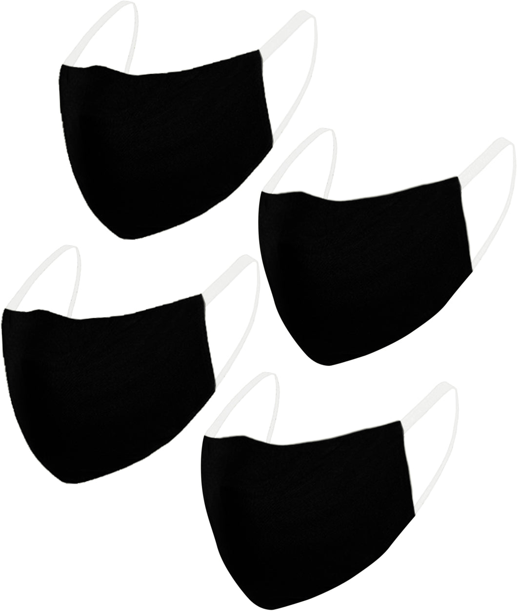 Pack of 4 AMERICAN SMALL BUSINESS LA LEELA Plain Unisex  Reusable Washable Face Mask Breathable Lightweight Dust Mouth Black_V828