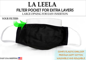 Pack of 3 AMERICAN SMALL BUSINESS LA LEELA Plain Unisex Washable Reusable Face & Mouth Cover for Men and Women Breathable Cotton Fabric Black_V833