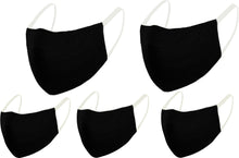 Load image into Gallery viewer, Pack of 5 AMERICAN SMALL BUSINESS LA LEELA Plain Unisex Reusable Washable Face Mask Outdoor Anti-Haze Face Durable Breathable Lightweight Mouth Black_V835 914180