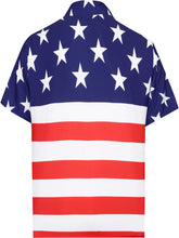 Load image into Gallery viewer, la-leela-mens-holiday-american-us-flag-button-down-short-sleeve-hawaiian-camp-shirt-red_aa285