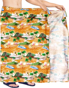 la-leela-Men's-Hawaiian-Sarong-Beach-Bathing-Towel-Wrap-One-Size-Orange_V932