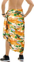 Cargar imagen en el visor de la galería, La Leela Men&#39;s Hawaiian Sarong Beach Bathing Towel Wrap One Size Orange_V932