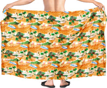 Cargar imagen en el visor de la galería, La Leela Men&#39;s Hawaiian Sarong Beach Bathing Towel Wrap One Size Orange_V932