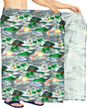 Load image into Gallery viewer, la-leela-Men-Swimsuit-Aloha-Summer-Beach-Pareo-Sarongs-Wrap-One-Size-Grey_V933
