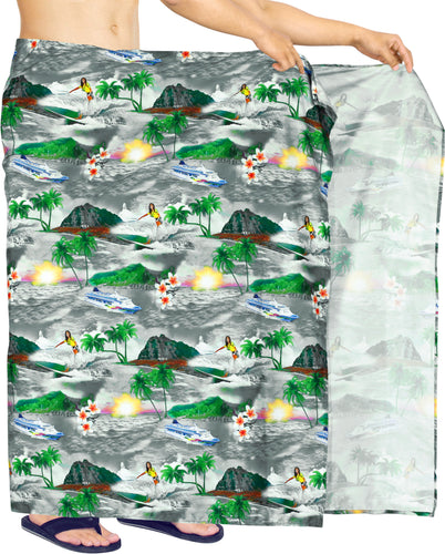 la-leela-Men-Swimsuit-Aloha-Summer-Beach-Pareo-Sarongs-Wrap-One-Size-Grey_V933