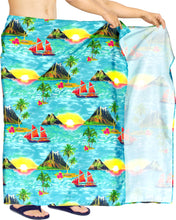 Load image into Gallery viewer, la-leela-Men&#39;s-Casual-Beach-Swimwear-Lava-Lava-Sarong-One-Size-Sea-Green_V942