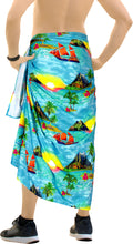 Load image into Gallery viewer, La Leela Men&#39;s Casual Beach Swimwear Lava Lava Sarong One Size Sea Green_V942