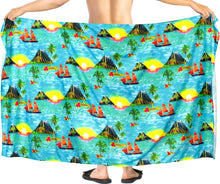Load image into Gallery viewer, La Leela Men&#39;s Casual Beach Swimwear Lava Lava Sarong One Size Sea Green_V942