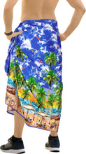 Load image into Gallery viewer, La Leela Men&#39;s Full Pareo Summer Swimsuit Beach Sarong One Size Royal Blue_V946
