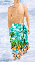 Load image into Gallery viewer, La Leela Men&#39;s Hawaiian Bathing Towel Beach Sarong Wrap One Size Sea Green_V948