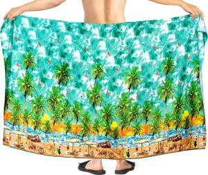 La Leela Men's Hawaiian Bathing Towel Beach Sarong Wrap One Size Sea Green_V948
