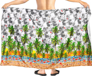 La Leela Men's Casual Beach Swimwear Lava Lava Sarong Wrap One Size Grey_V949