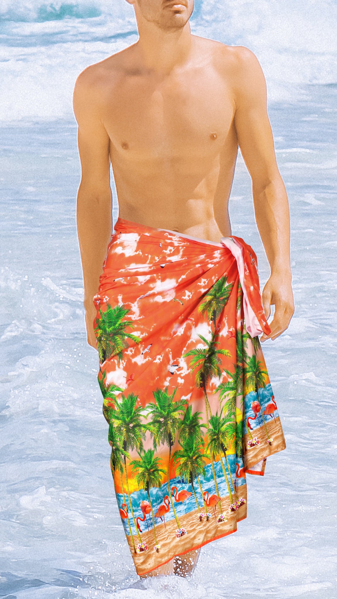 La Leela Elegant Beach Cover Up Sarong Pareo Wrap Size Orange_V950 | Beach Hawaiian Shirts, Sarongs, Dresses, Caftans, Kaftans, Cardigans, Kimonos for & Women