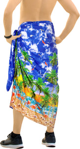 La Leela Men's Swimsuit Beach Cover up Summer Sarong One Size Royal Blue_V951