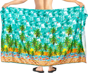 La Leela Men's Elegant Summer Beach Towel Sarong Wrap One Size Sea Green_V953