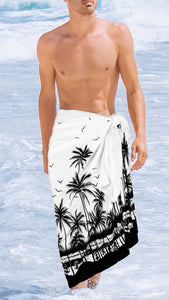 La Leela Men's Aloha Beach Bathingsuit Casual Sarong Wrap One Size White_V955