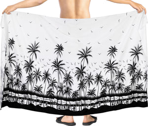 La Leela Men's Aloha Beach Bathingsuit Casual Sarong Wrap One Size White_V955