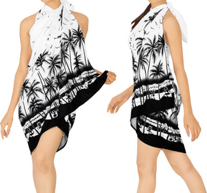 LA LEELA Women's Stylish Hawaiian Print Long Pareo Sarong Bikini Wrap Beachwear Cover up