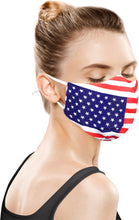 Load image into Gallery viewer, Pack of 3 AMERICAN US Flag Print 100% Cotton Face Washable Reusable Mask Unisex Red_V940 914403
