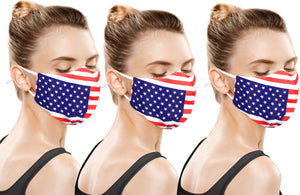 Pack of 3 AMERICAN US Flag Print 100% Cotton Face Washable Reusable Mask Unisex Red_V940 914403