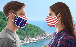 Pack of 3 AMERICAN US Flag Print 100% Cotton Face Washable Reusable Mask Unisex Red_V940 914403