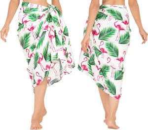LA LEELA Women's Long Beach Wrap Beach Swimsuit Cover Up FLAMINGO Print Sarong Wrap