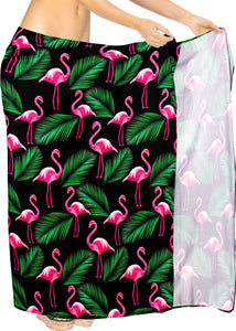 LA LEELA Women's Long Beach Wrap Beach Swimsuit Cover Up FLAMINGO Print Sarong Wrap