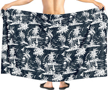 Load image into Gallery viewer, La Leela Womens Bathing Suit Beach Skirt Hawaii Sarong Wrap One Size Black_AA17