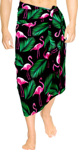 La Leela Mens Full Loungewear Sarong Lungi Beach Towel Wrap One Size Black_AA15